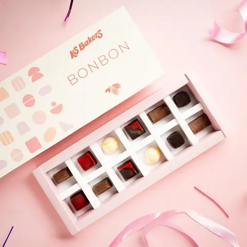 Box of assorted bonbon chocolates from KS Bakers