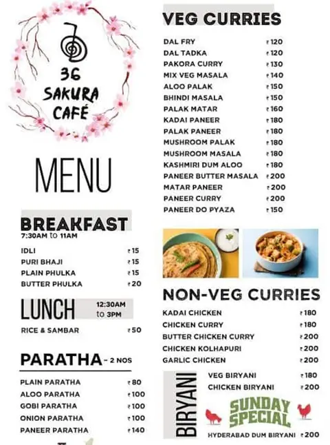36 Sakura Cafe menu card, photo 1