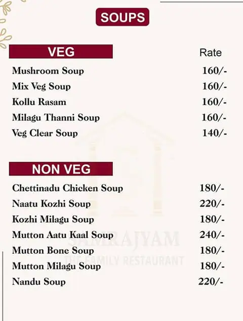 Samrajyam the Family Restaurant menu card, photo 1