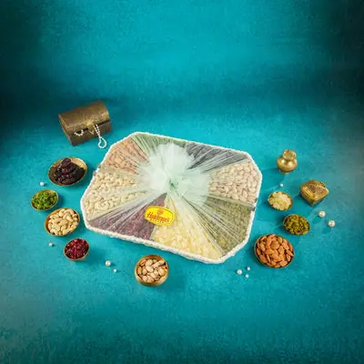 Assorted dry fruits and nuts gift pack from Haldiram's